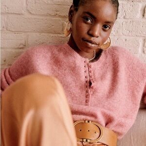 Sezane Leon Jumper in Mottled Pink, Size Medium